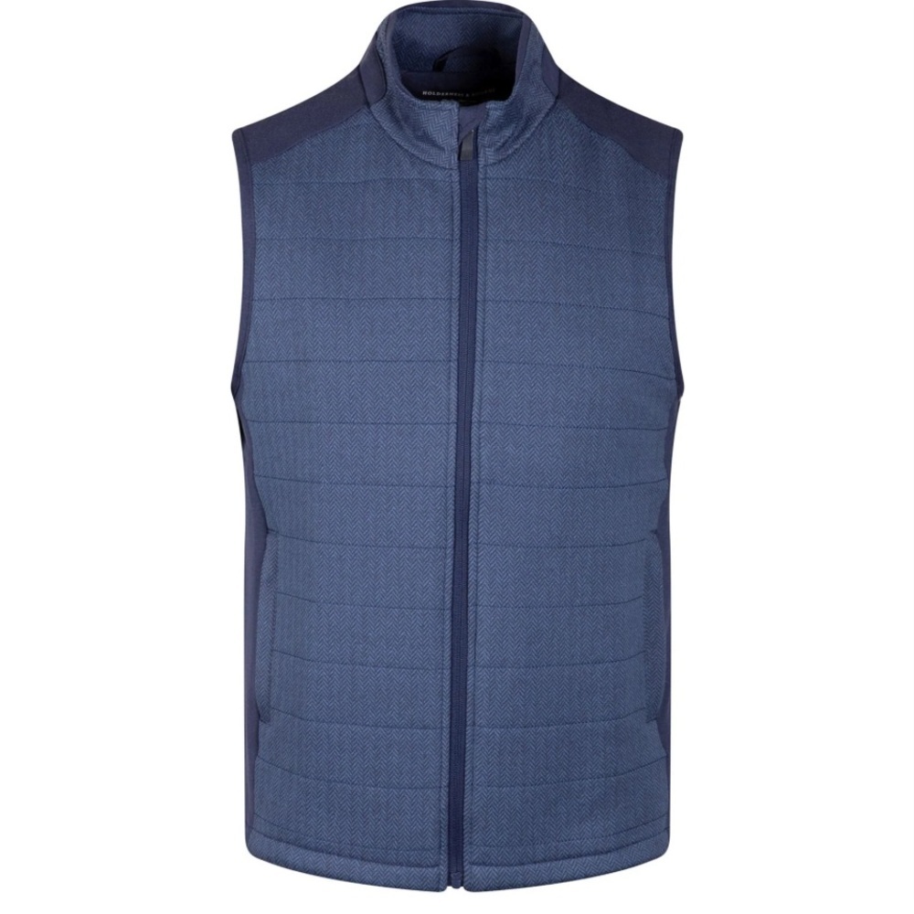 NWT NEW Holderness & Bourne Men's Medium Navy Pine Herringbone Golf Perry Vest M